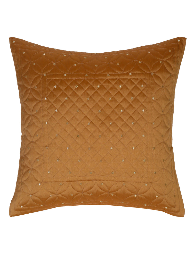 Eyda Mustard Color Quilted Cushion Covers Set of 2 - 16x16 inch