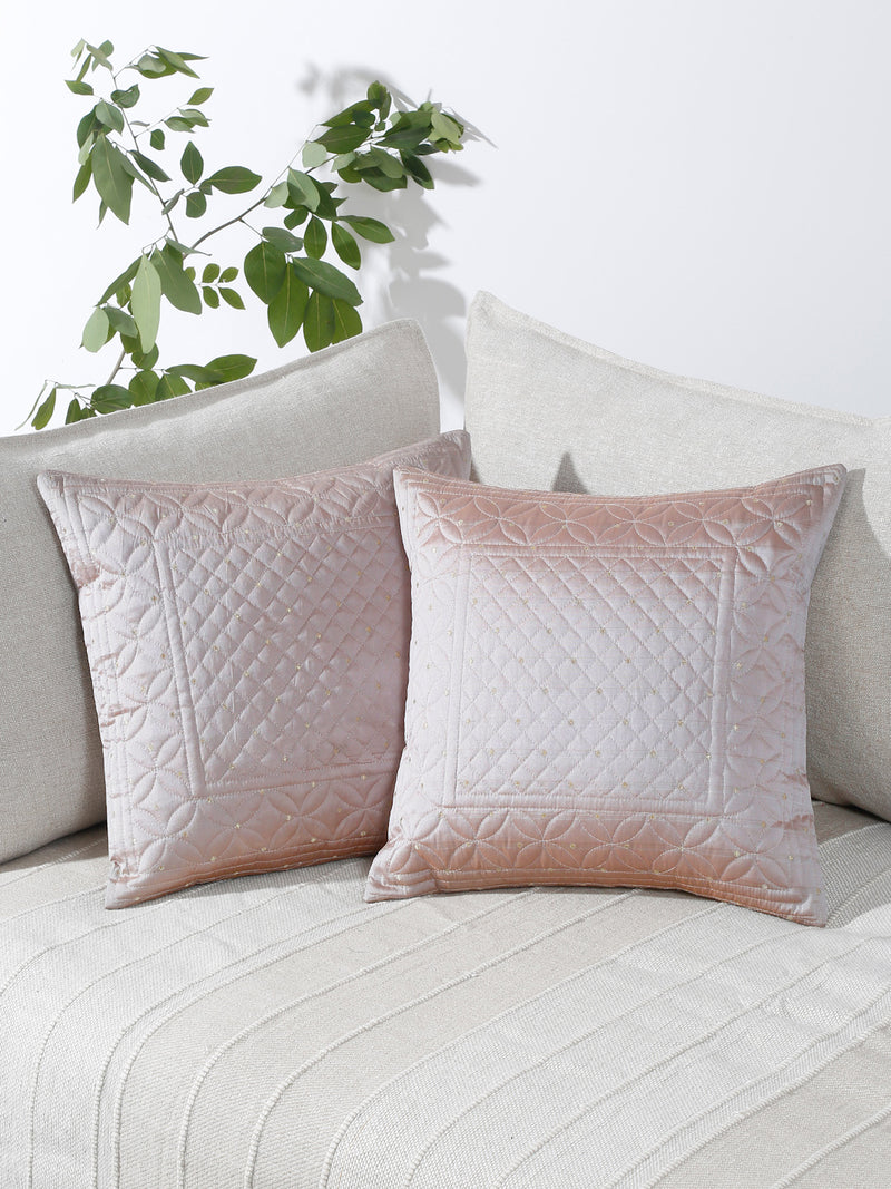 Eyda Grey Color Quilted Cushion Covers Set of 2 - 16x16 inch