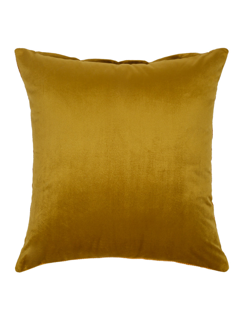 Eyda Mustard Color Embroidered Velvet Cushion Covers Set of 2 - 18x18 inch