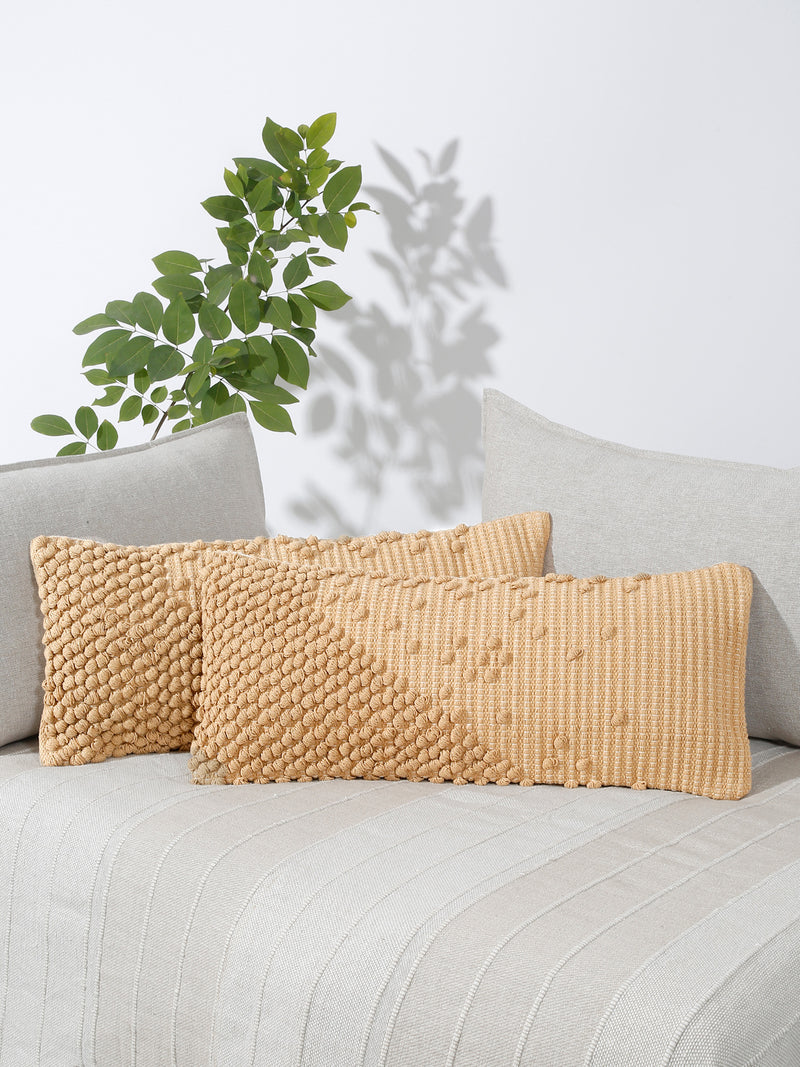Eyda 100% Cotton Woven Designer Cushion Covers Set of 2 12x28 inch