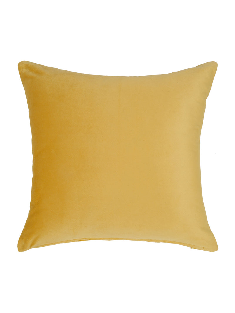 Eyda Yellow Velvet Embroidered Cushion Cover Set of 2
