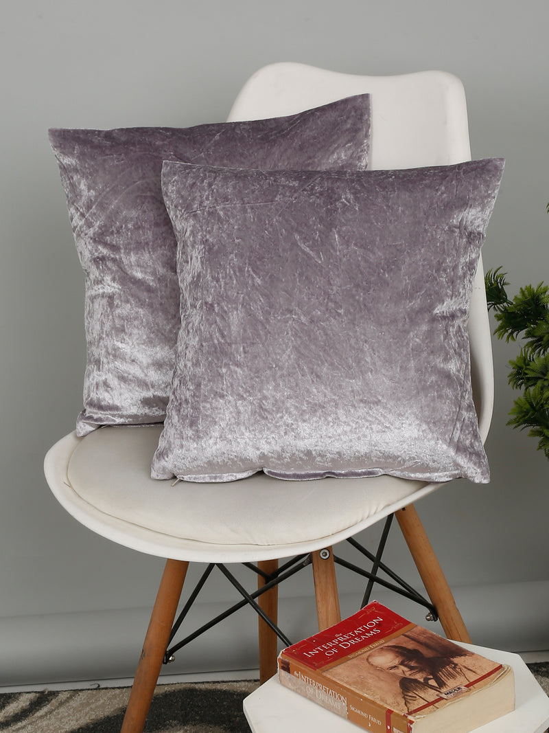 Eyda Mauve Velvet Solid Cushion Cover Set of 2