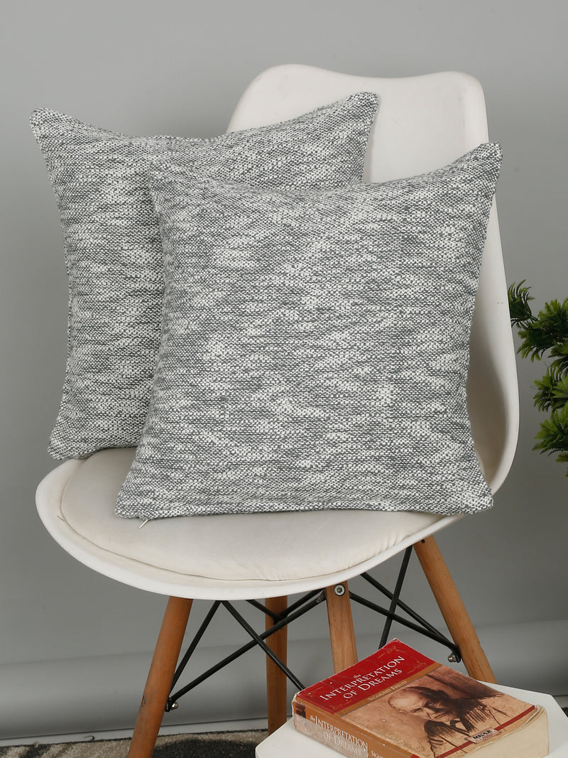 Eyda Grey Cotton Solid Cushion Cover Set of 2