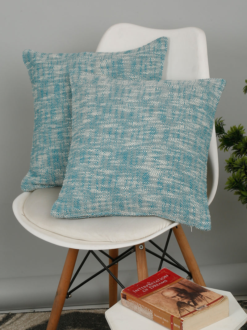 Eyda Teal Cotton Solid Cushion Cover Set of 2