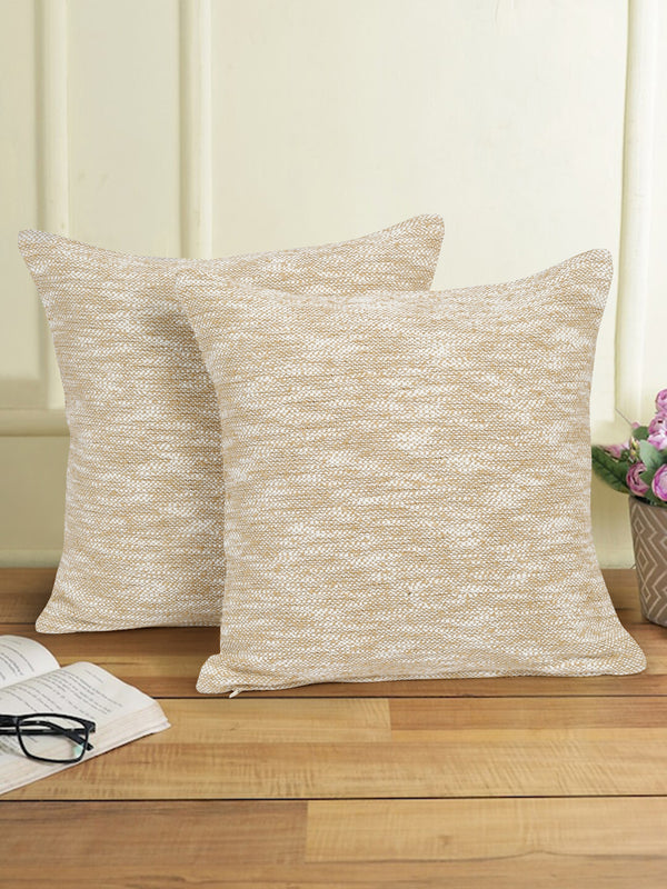 Eyda Beige Cotton Solid Cushion Cover Set of 2