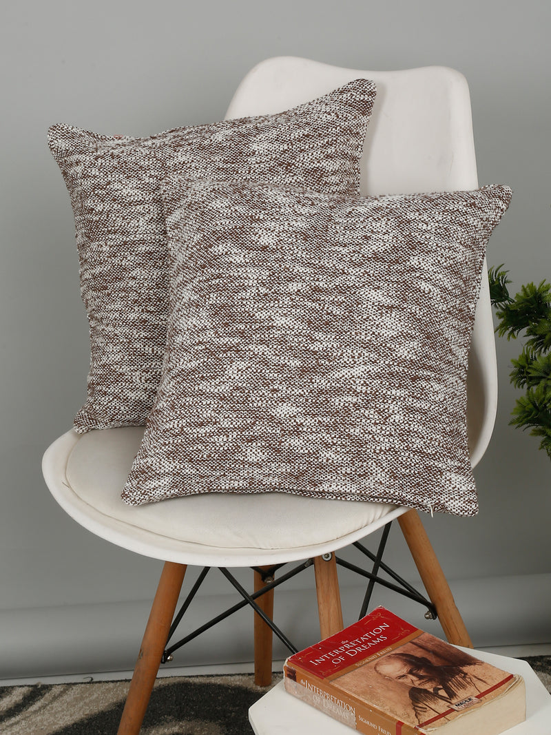 Eyda Choco Cotton Solid Cushion Cover Set of 2