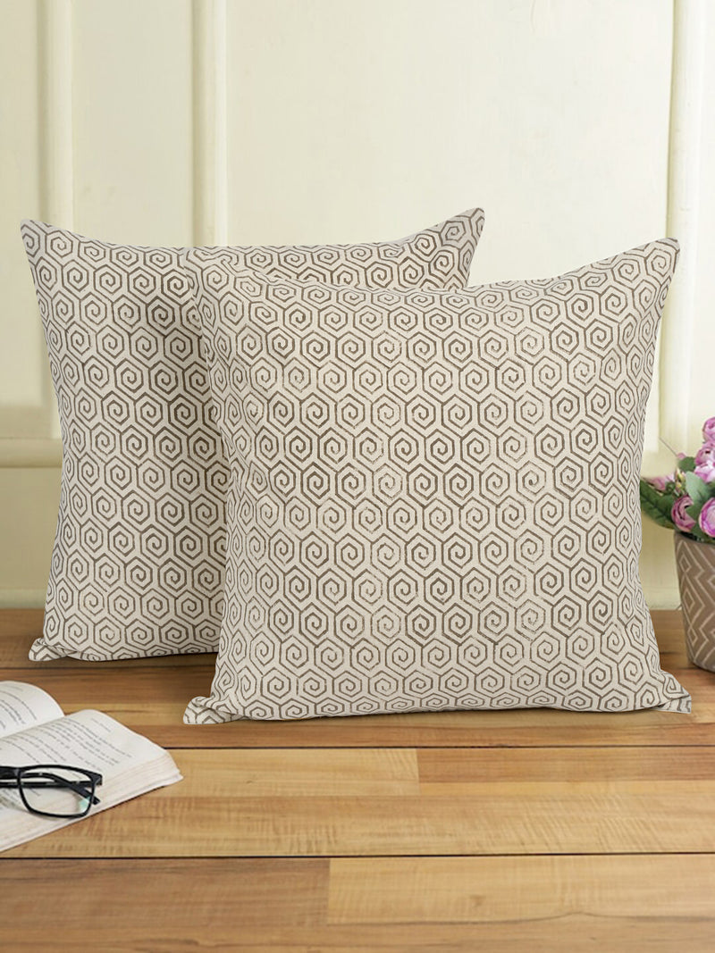 Eyda Gray Cotton Hand Block Cushion Cover Set of 2