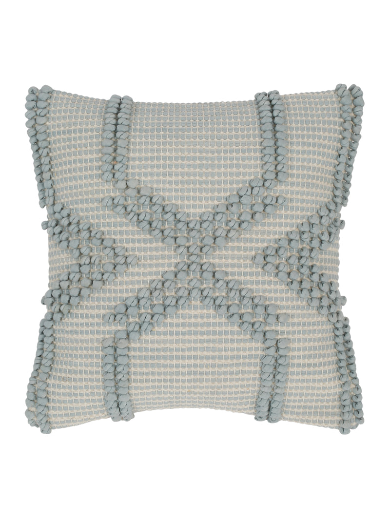 Eyda Aqua Blue Cotton Hand Woven Cushion Cover Set of 2