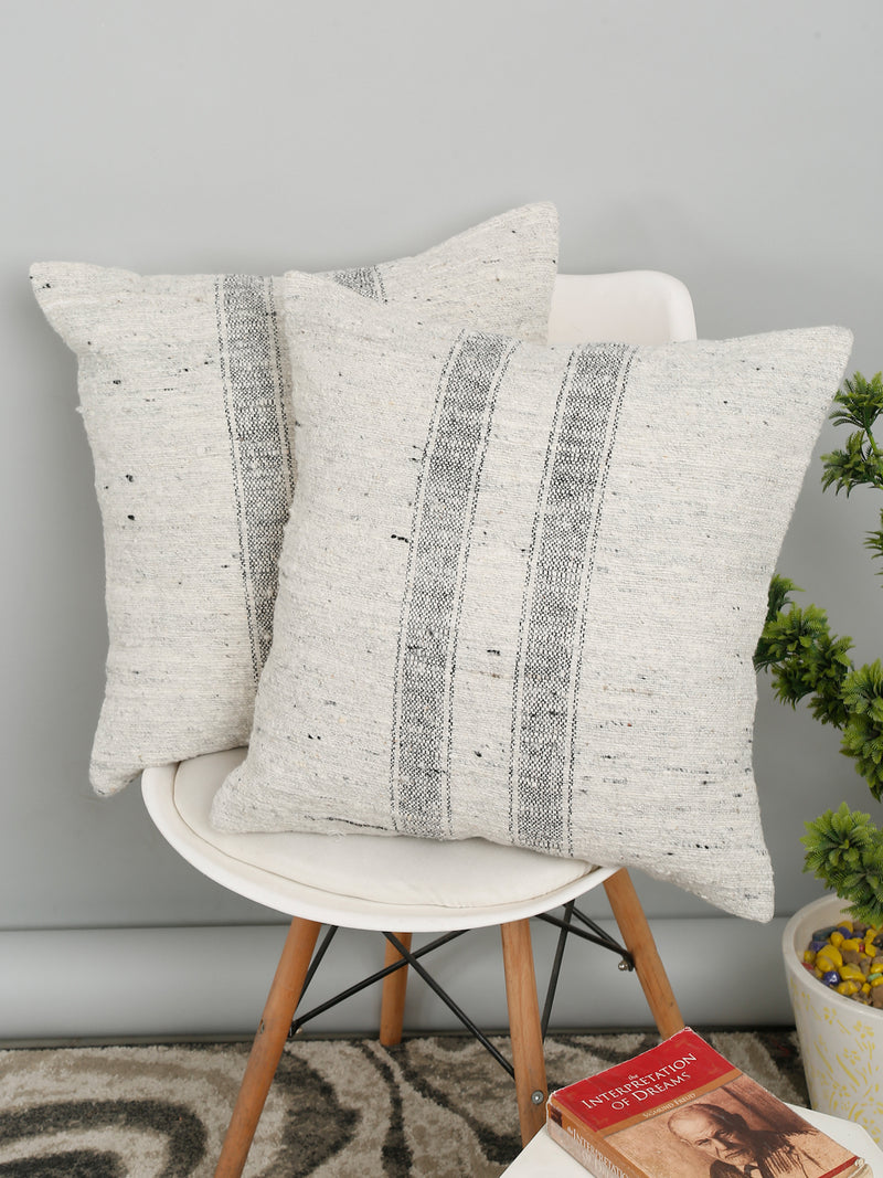Eyda Gray Wool Hand Woven Cushion Cover Set of 2