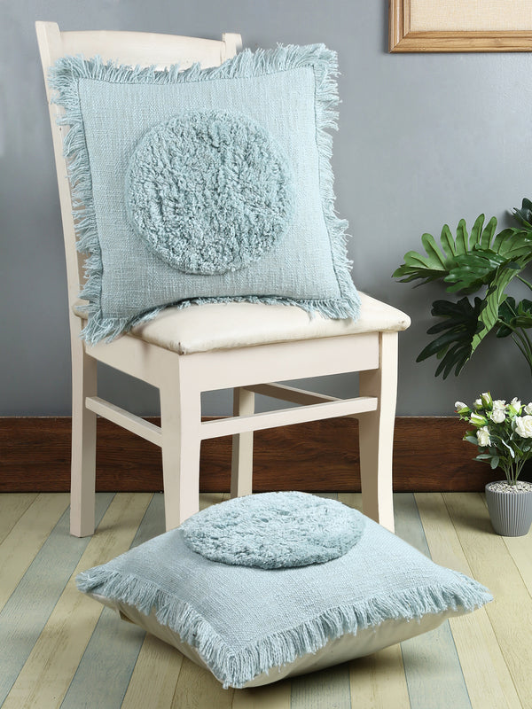 Eyda Premium Cotton Designer Turquoise Cushion Cover Set of 2-18x18 inch