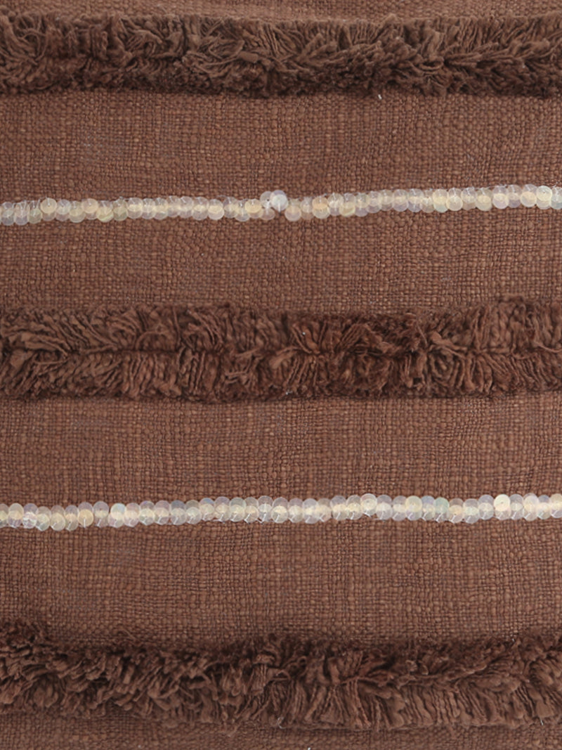 Eyda Premium Cotton Designer Choco Brown Cushion Cover Set of 2-18x18 Inch