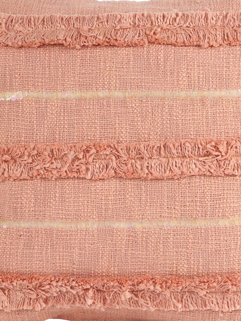 Eyda Premium Cotton Designer peach Color Cushion Cover Set of 2-18x18 Inch