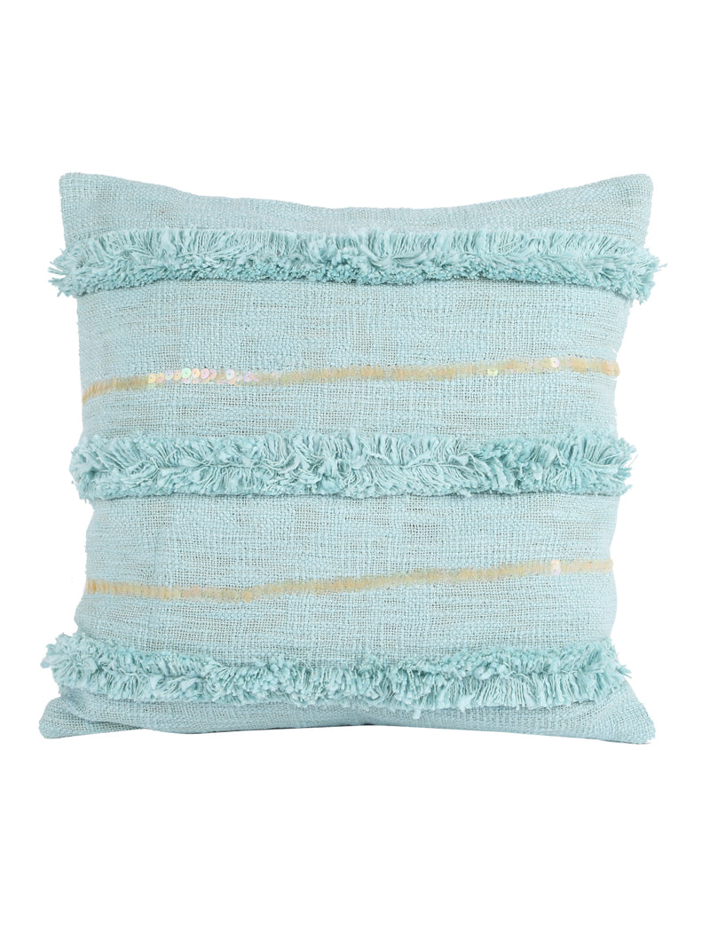 Eyda Premium Cotton Designer Turquoise Cushion Cover Set of 2-18x18 Inch