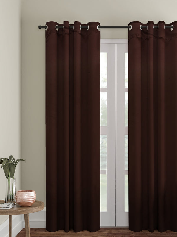 Eyda Brown Color Premium Semi Blackout Door Curtain- 1 Pc