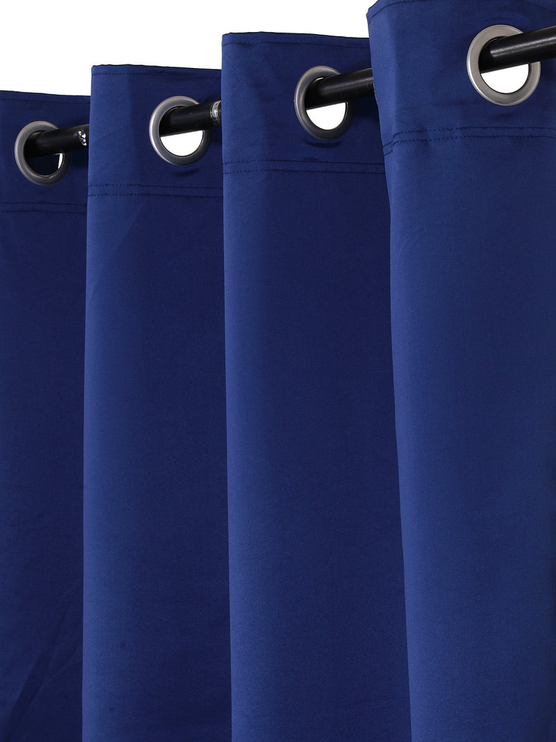 Eyda Dark Blue Color Premium Semi Blackout Long Door Curtain- 1 Pc
