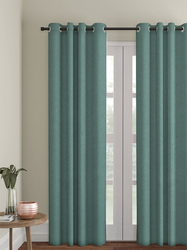 Eyda Sea Green Color Premium Semi Blackout Long Door Curtain- 1 Pc