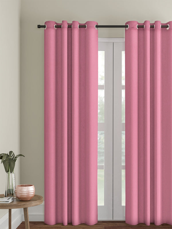 Eyda Pink Color Premium Semi Blackout Long Door Curtain- 1 Pc