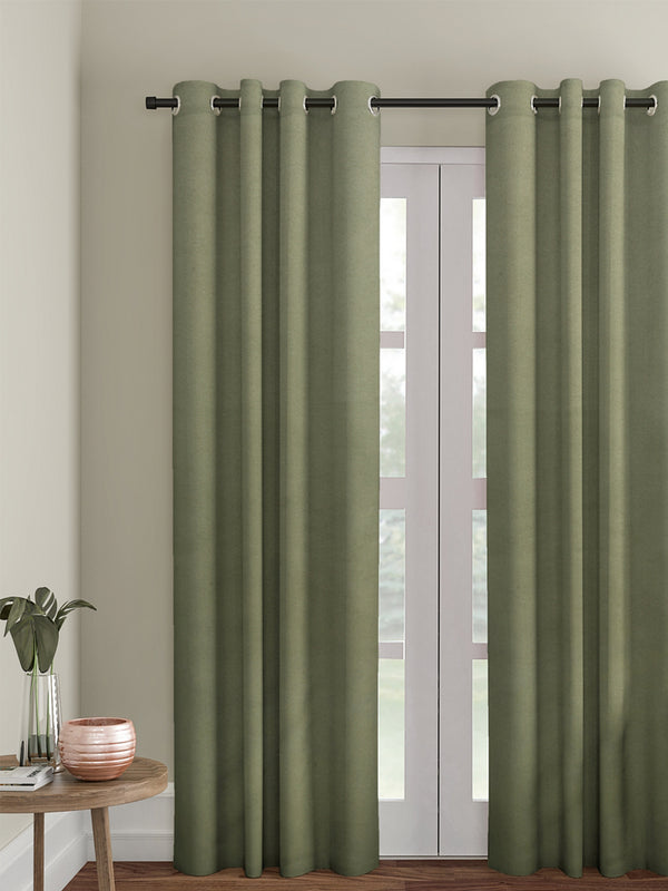 Eyda Green Color Premium Semi Blackout Long Door Curtain- 1 Pc