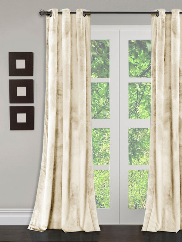 Eyda Premium Velvet Ivory Color Eyelet Door Curtain- 1 Pc