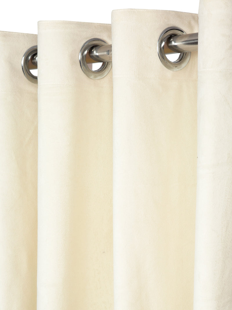 Eyda Premium Velvet Ivory Color Eyelet Door Curtain- 1 Pc