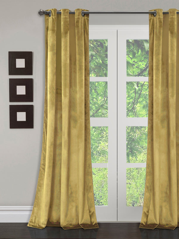 Eyda Premium Velvet Yellow Color Eyelet Door Curtain- 1 Pc
