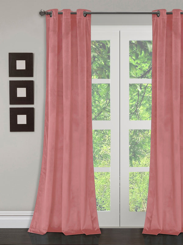 Eyda Premium Velvet Peach Color Eyelet Door Curtain- 1 Pc