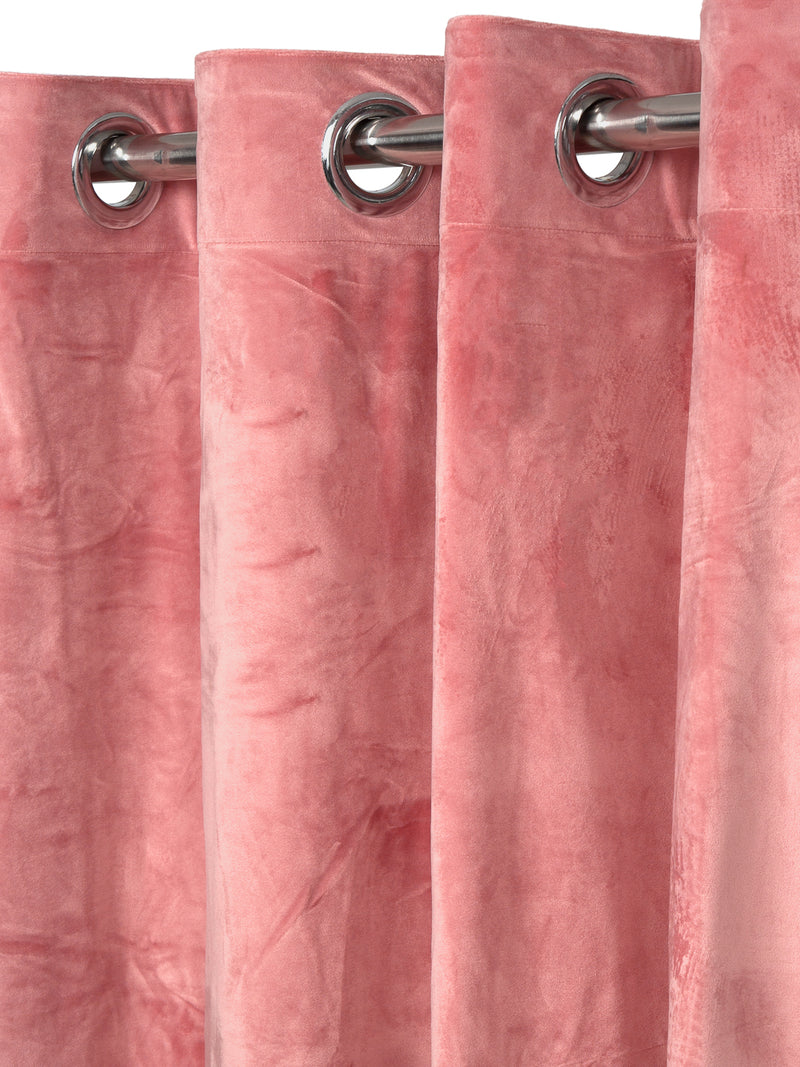 Eyda Premium Velvet Peach Color Eyelet Door Curtain- 1 Pc