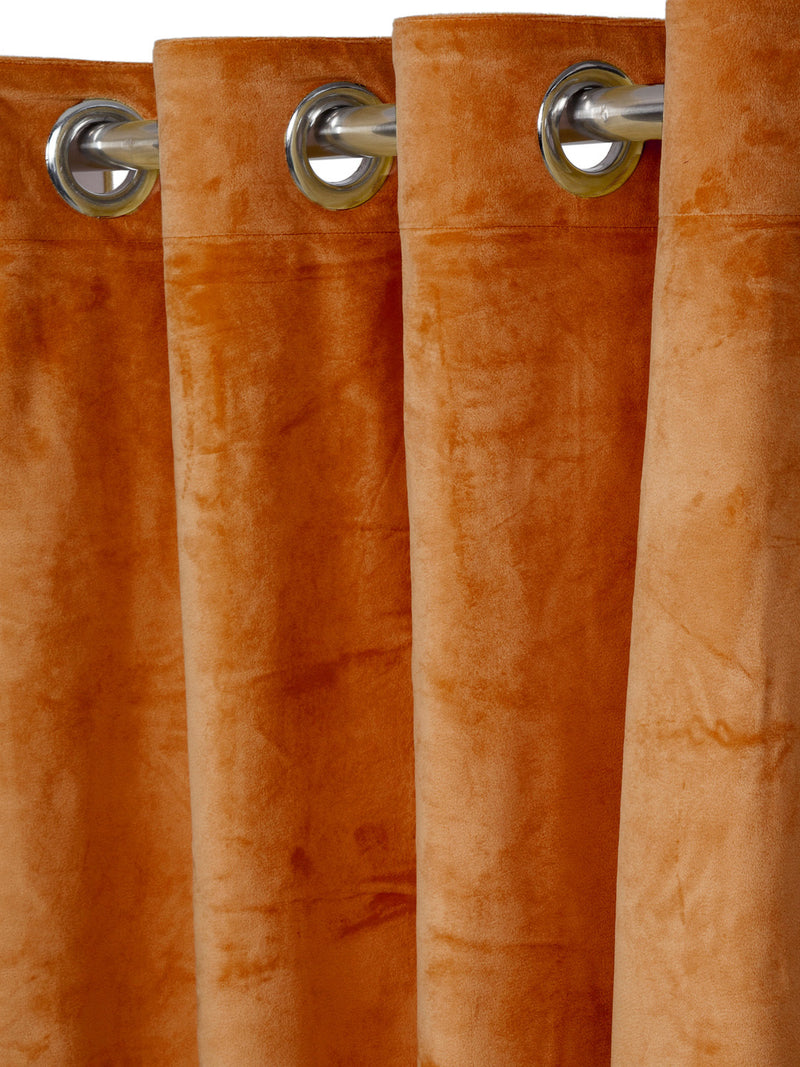 Eyda Premium Velvet Rust Color Eyelet Door Curtain- 1 Pc