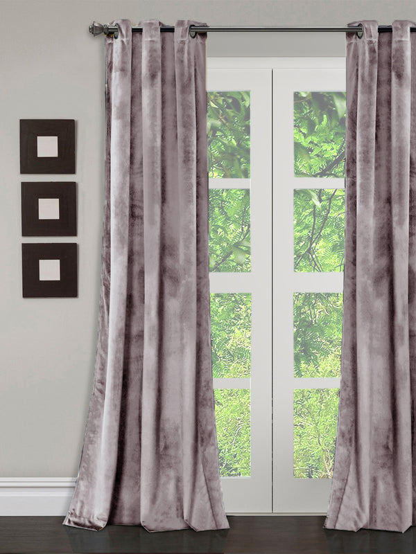 Eyda Premium Velvet Grey Color Eyelet Door Curtain- 1 Pc
