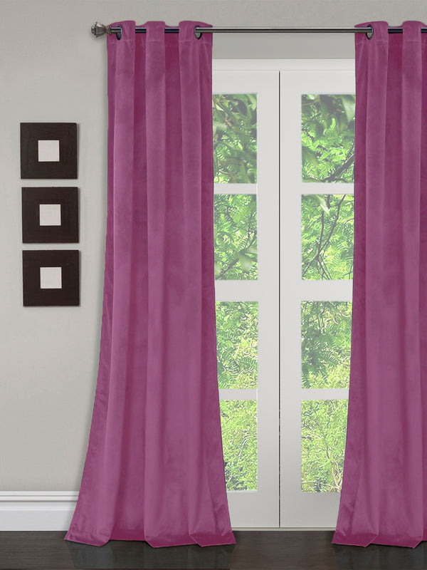 Eyda Premium Velvet Purple Color Eyelet Door Curtain- 1 Pc