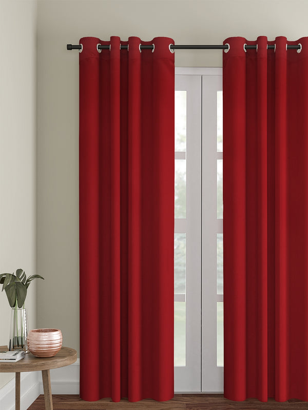 Eyda Maroon Color Premium Semi Blackout Long Door Curtain- 1 Pc