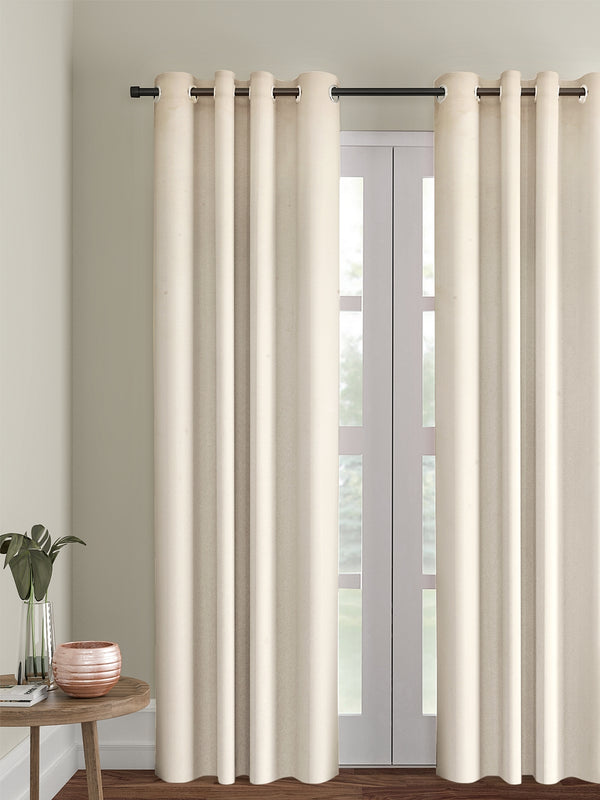 Eyda Ivory Color Premium Semi Blackout Long Door Curtain- 1 Pc
