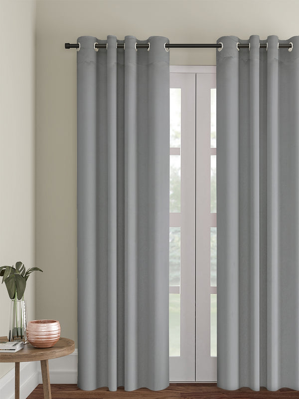 Eyda Grey Color Premium Semi Blackout Long Door Curtain- 1 Pc