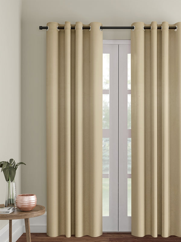 Eyda Gold Color Premium Semi Blackout Long Door Curtain- 1 Pc
