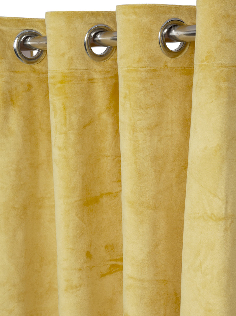 Eyda Premium Velvet Yellow Color Eyelet Long Door Curtain- 1 Pc