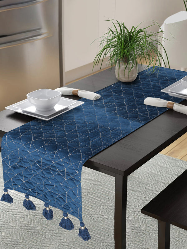 Eyda Blue Color Quilted Table Runner