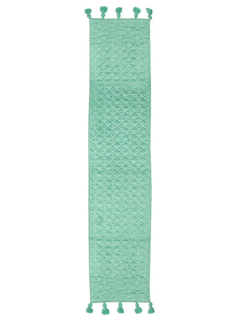Eyda Mint Green Color Quilted Table Runner