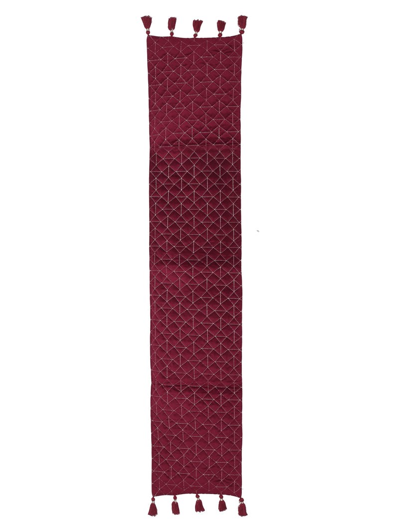 Eyda Maroon Color Quilted Table Runner