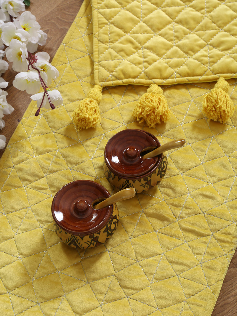 Eyda Yellow Color Quilted Table Runner