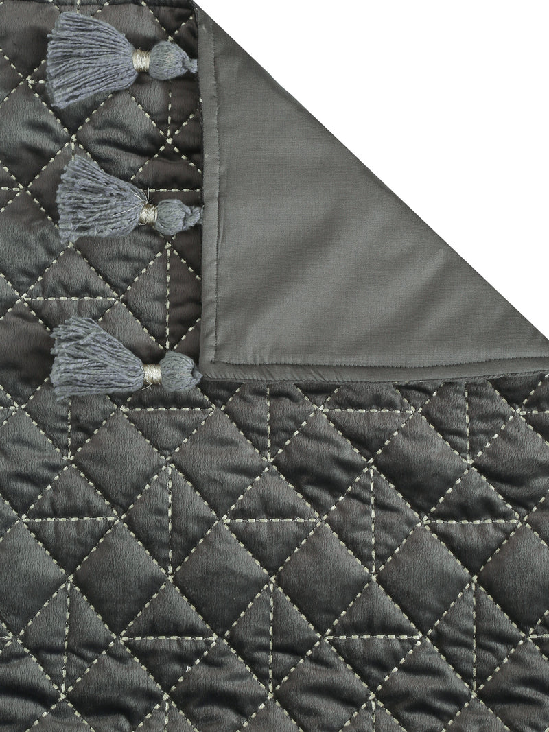 Eyda Grey Color Quilted Table Runner