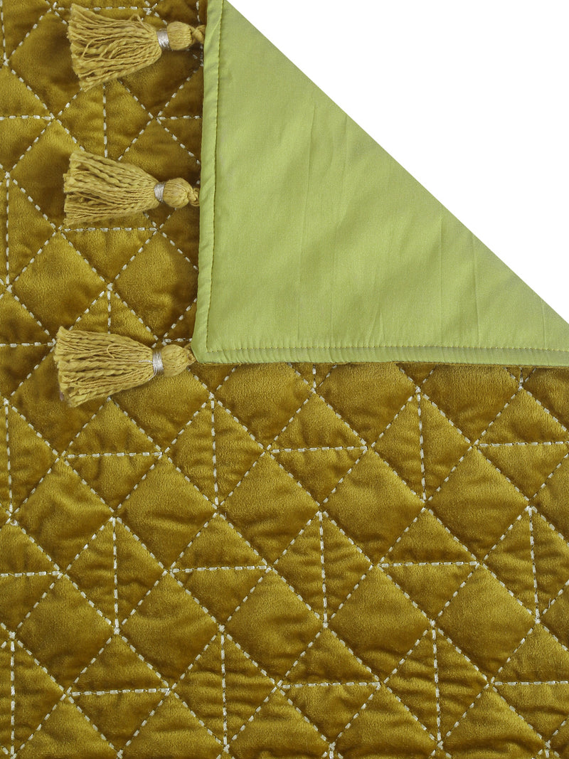Eyda Olive Green Color Quilted Table Runner