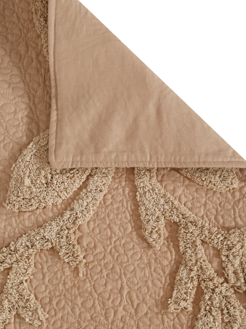 Eyda Taupe Colored Cotton Tufted Table Runner