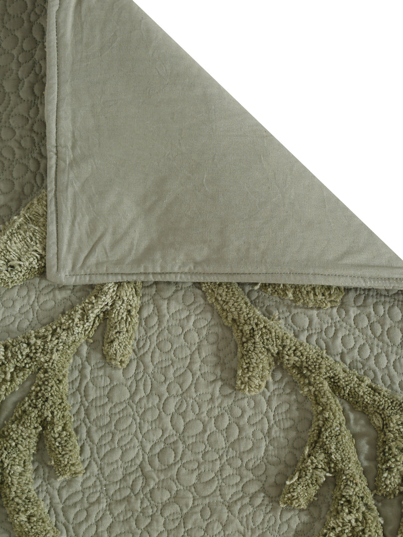 Eyda Olive Green Colored Cotton Tufted Table Runner