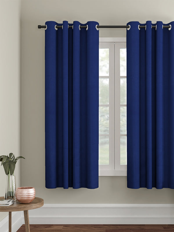 Eyda Dark Blue Color Premium Semi Blackout Window Curtain- 1 Pc