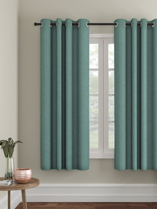 Eyda Sea Green Color Premium Semi Blackout Window Curtain- 1 Pc