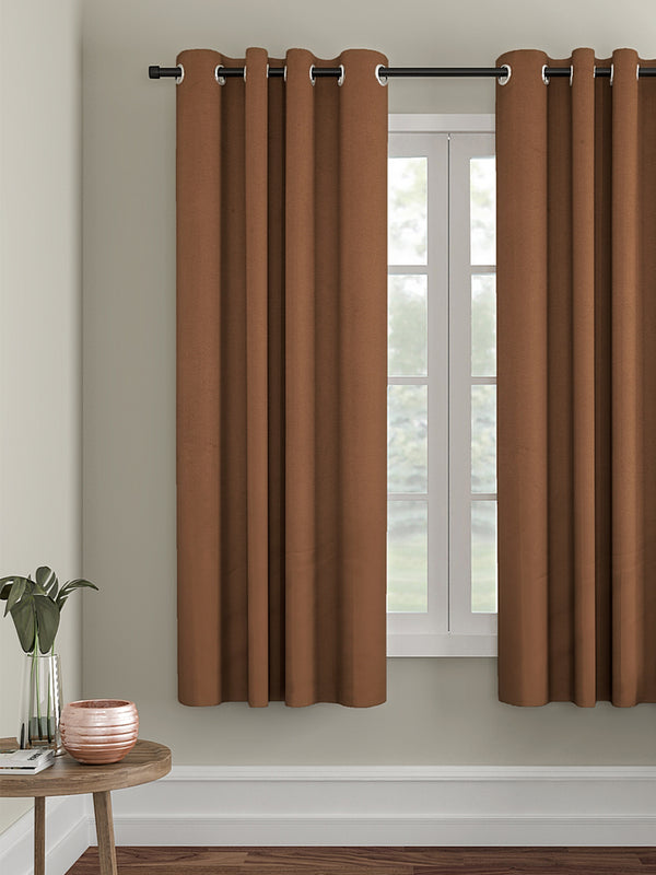Eyda Brown Color Premium Semi Blackout Window Curtain- 1 Pc