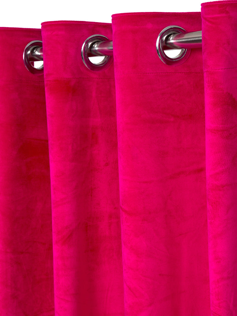 Eyda Premium Velvet Fuschia Color Eyelet Window Door Curtain- 1 Pc
