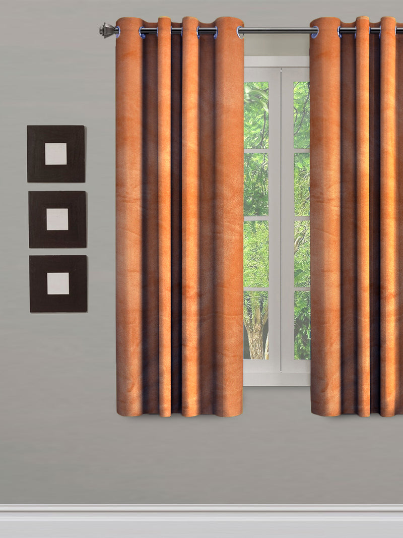 Eyda Premium Velvet Rust Color Eyelet Window Door Curtain- 1 Pc
