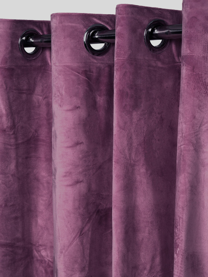 Eyda Premium Velvet Purple Color Eyelet Window Door Curtain- 1 Pc