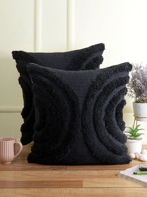 Eyda Set of 2 Cotton Black Cushion Cover 18x18 inch